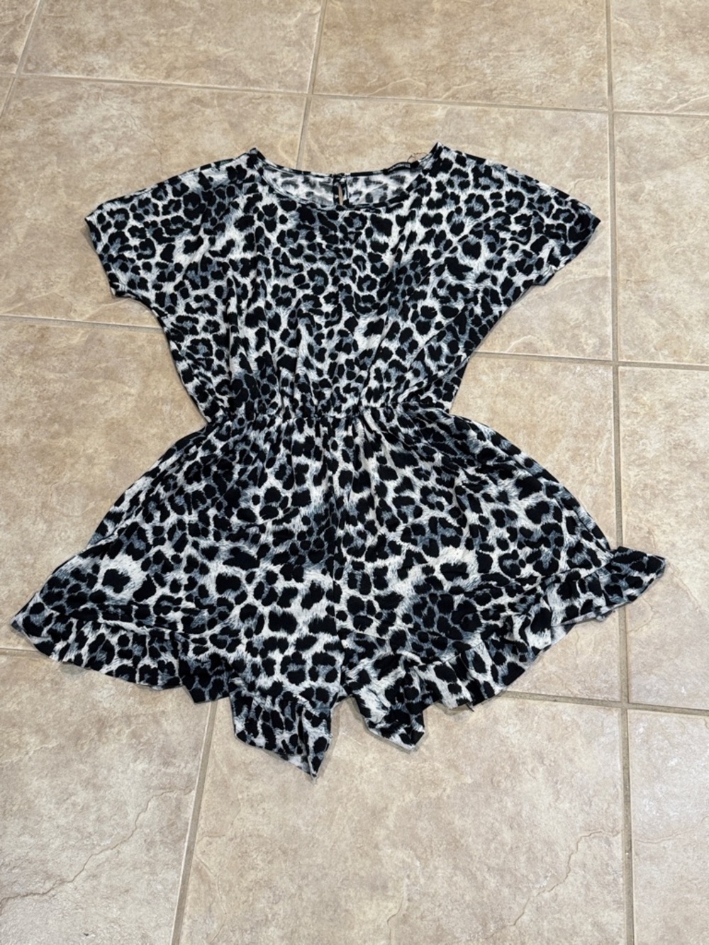 Womens Black & White Leopard Print romper by Heimish.  Size Large